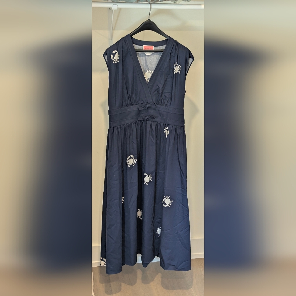 Kate Spade Blue and White Ruched Tie Front Sundress